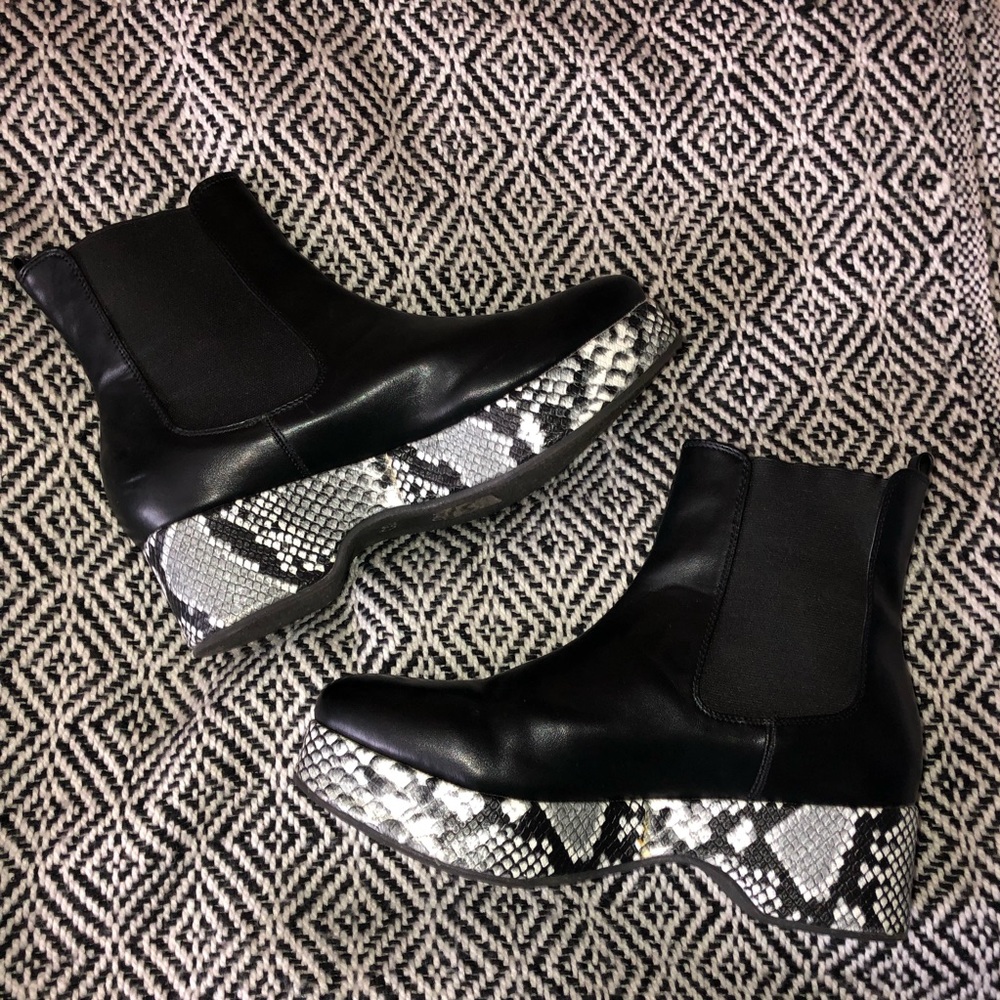 Urban outfitters snakeskin platform boots